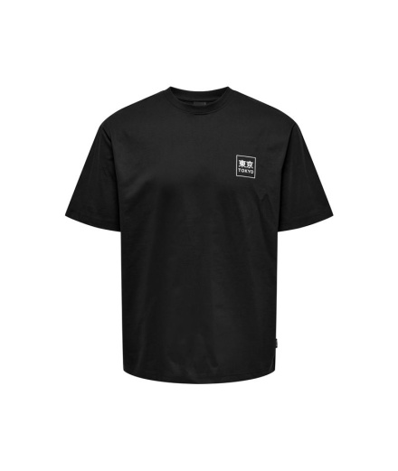 T-shirt Only & Sons Onskace Rlx Jap Noir Homme