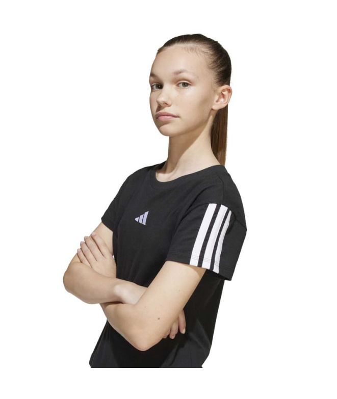 T-shirt adidas Jg 3 bandes 160 Fille Noir/Blanc