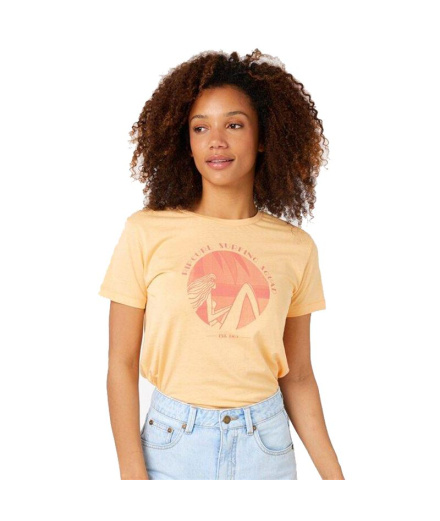 Camiseta Rip Curl Re-Entry Crew Neck Mulher Coral