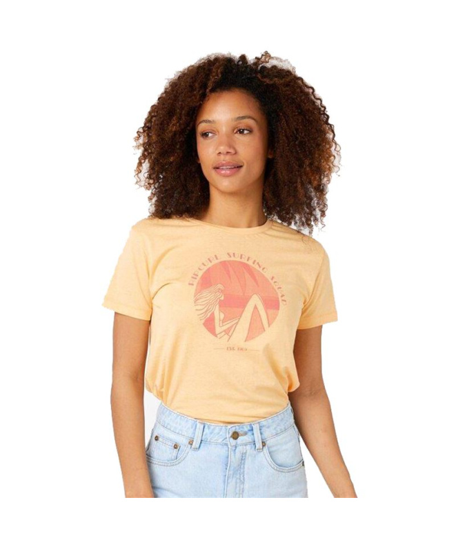 Camiseta Rip Curl Re-Entry Crew Neck Mulher Coral