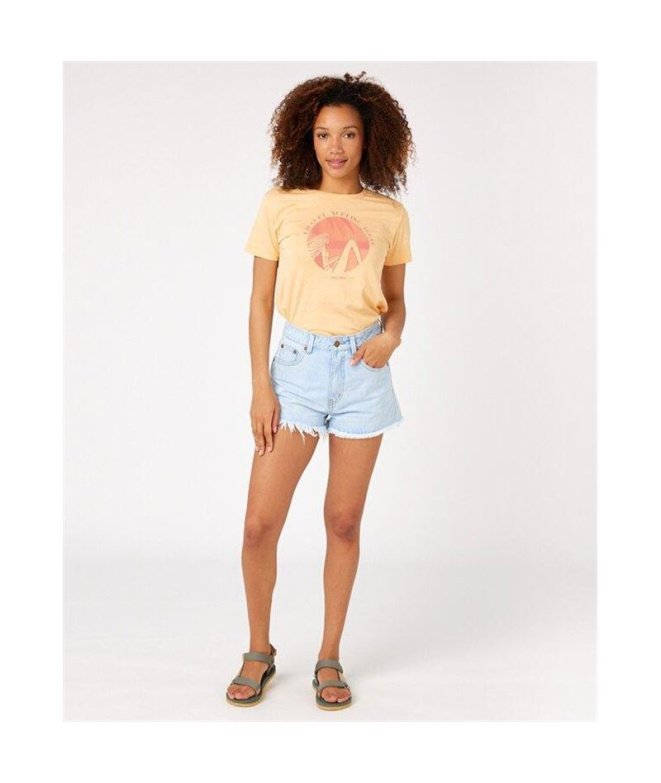 Camiseta Rip Curl Re-Entry Crew Neck Mulher Coral