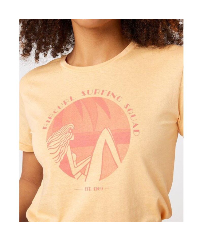 T-shirt Rip Curl Re-Entry Crew Neck Femme Corail