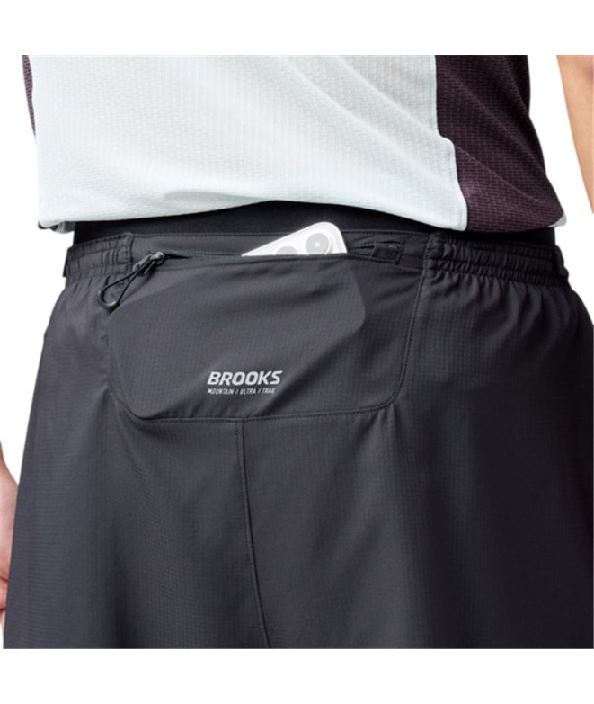 Calça Trail Homem Brooks Cascadia, preta.