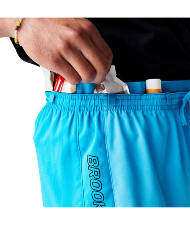 Calça Trail Homem Brooks Cascadia, azul atômico.