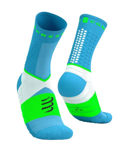 Meias Trail Compressport Ultra Trail V2.0 Azul Royal/Verde