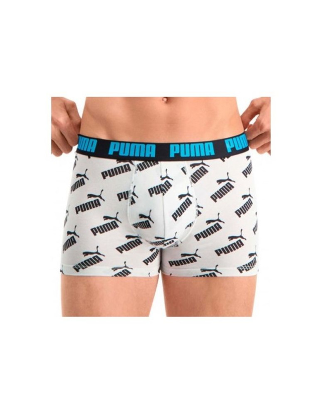 Slip de 2 boxers Puma imprimés, blanc/bleu, Homme