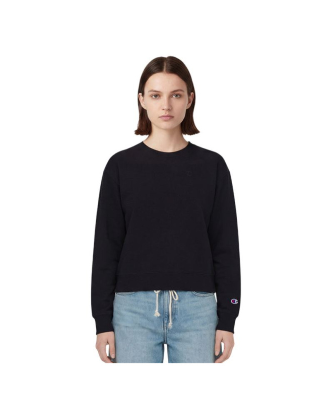 Moletom Mulher Champion com gola redonda, preto