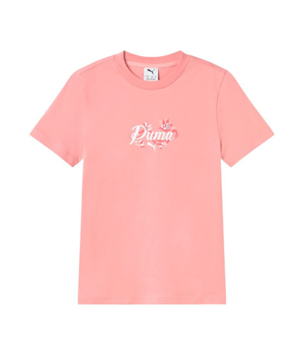 T T-shirt Puma à motif floral chat, Rosy Outlook, Fille