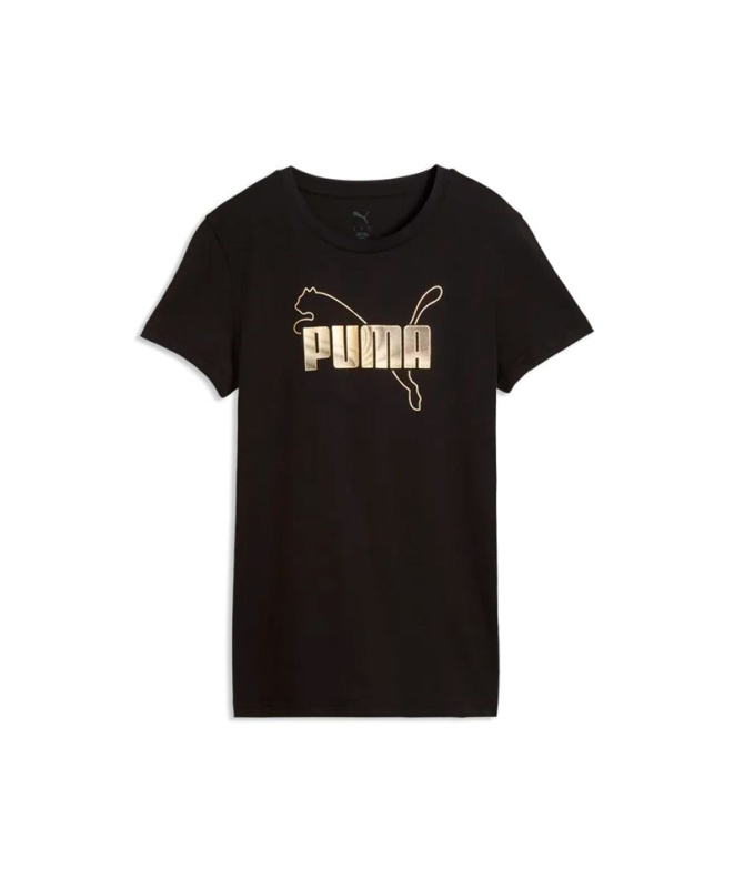 Camiseta Puma Ess Logo Lab Metallic, Preta, Mulher