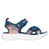 Sapatilhas Menino Skechers Microspec-Splash, azul marinho/cinza com detalhes em laranja.