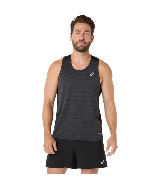 Camiseta Homem ASICS Road Singlet Running , preta.