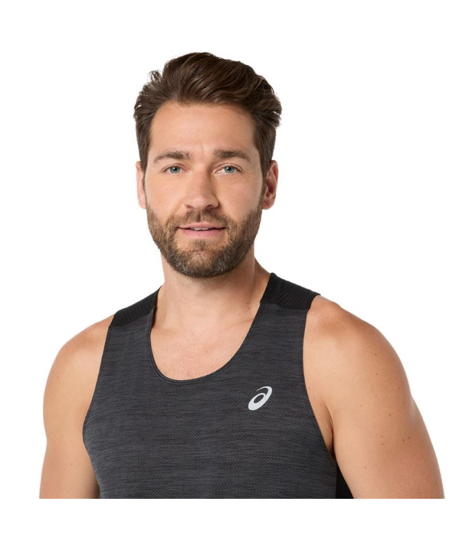 Camiseta Homem ASICS Road Singlet Running , preta.