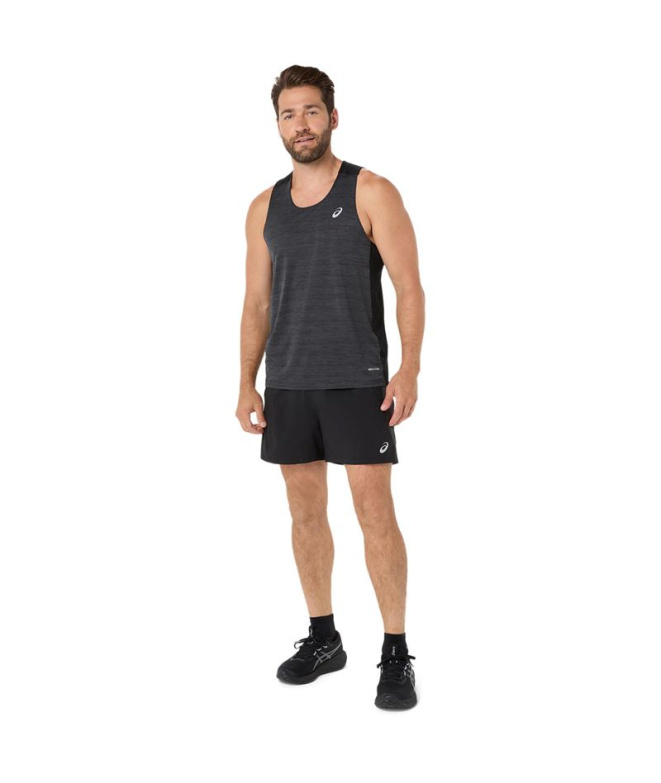 Camiseta Homem ASICS Road Singlet Running , preta.