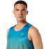 Camiseta regata Homem ASICS Road Fade Running , azul/Yamabuki