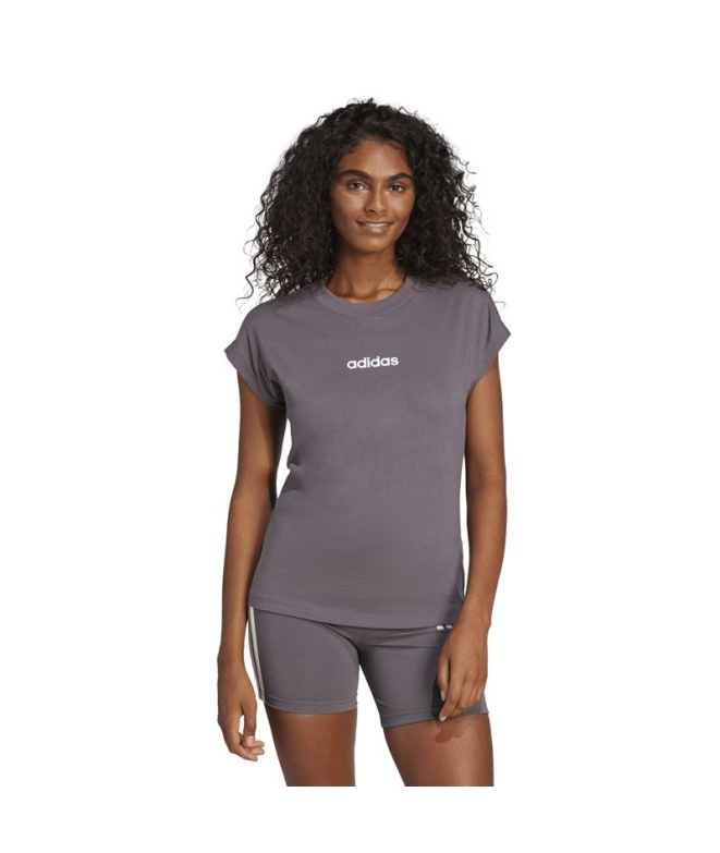 T-shirt Femme adidas Linear Sj Gris/Blanc