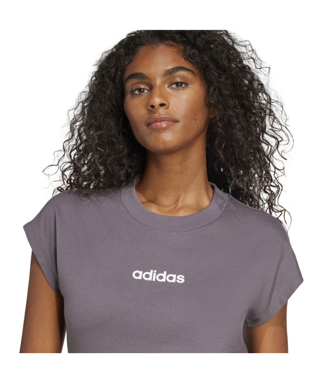 T-shirt Femme adidas Linear Sj Gris/Blanc