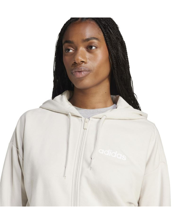 Casaco Mulher adidas Linear Ft Fz Hd azul/branca