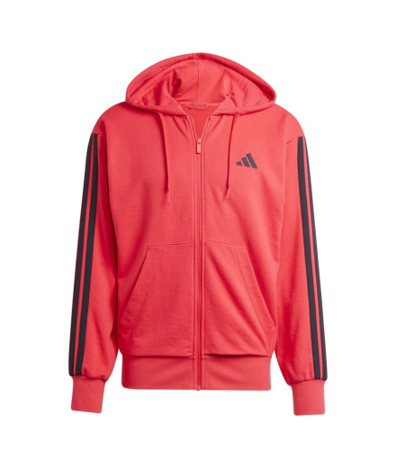 Homem adidas 3-Stripes French Terry Fz HD Moletom rubi/preto