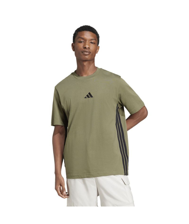 T-shirt Homme adidas 3 bandes SJ vert foncé/noir