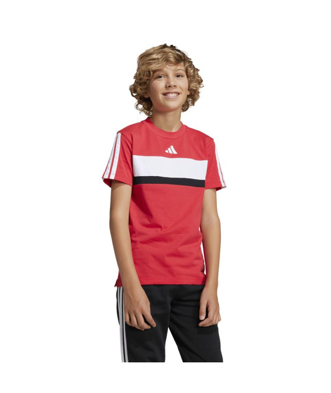 Camiseta Infantil adidas 3-Stripes Tib Rubi/Branco