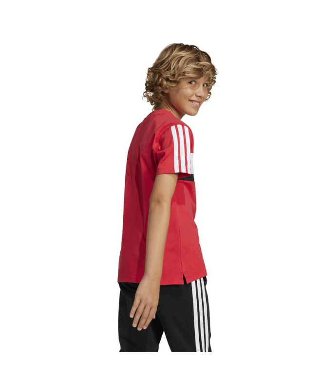 Camiseta Infantil adidas 3-Stripes Tib Rubi/Branco