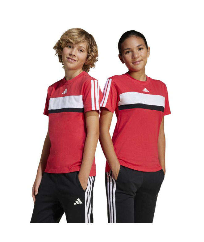 Camiseta Infantil adidas 3-Stripes Tib Rubi/Branco