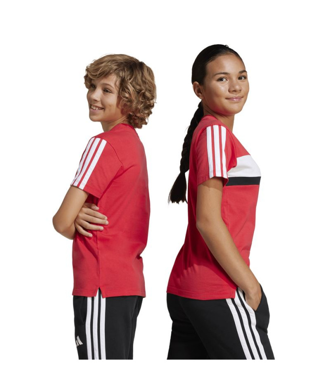 Camiseta Infantil adidas 3-Stripes Tib Rubi/Branco