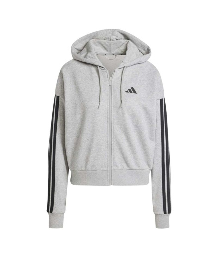 Sudadera adidas 3Bandas French Terry Fz Hd Mujer Gris/Negro