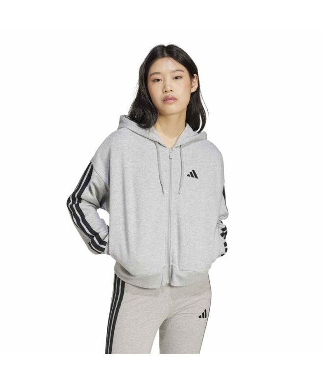 Femme adidas 3- Sweat French Terry Fz HD Gris/Noir