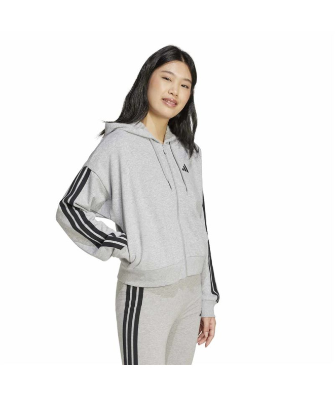 Femme adidas 3- Sweat French Terry Fz HD Gris/Noir