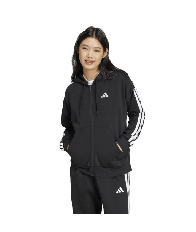 Femme adidas 3-Stripes FL FZ HD Veste Noir/Blanc