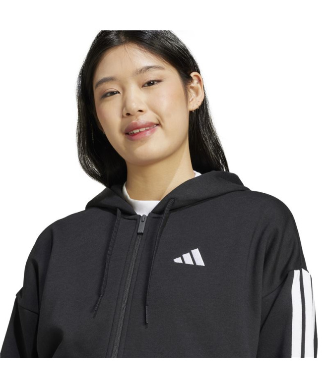 Femme adidas 3-Stripes FL FZ HD Veste Noir/Blanc