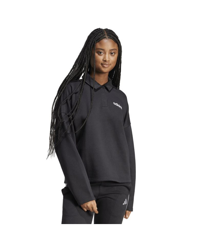 Moletom Mulher adidas Lin FL Polo preto/branco