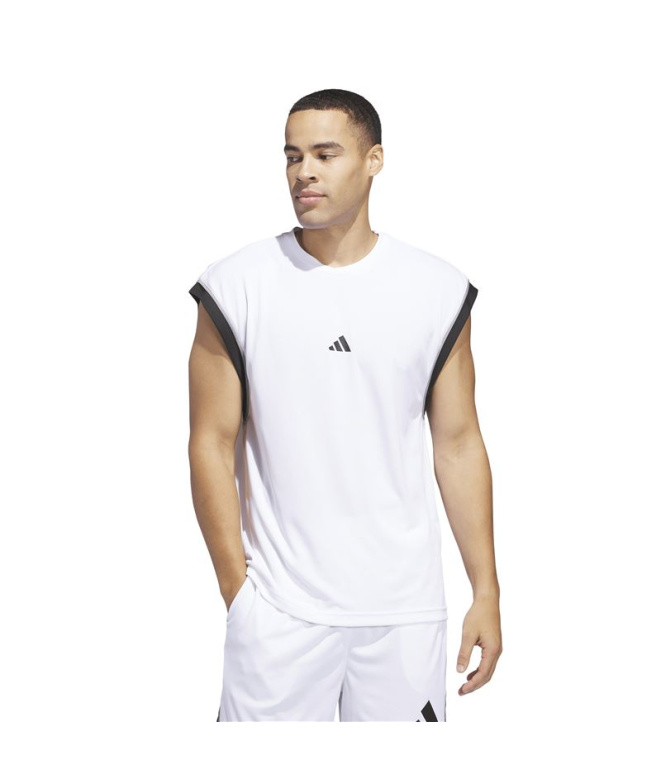 Camiseta Basquetebol Homem adidas Bos branca/preta