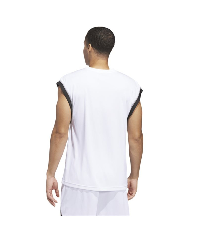 Camiseta Basquetebol Homem adidas Bos branca/preta