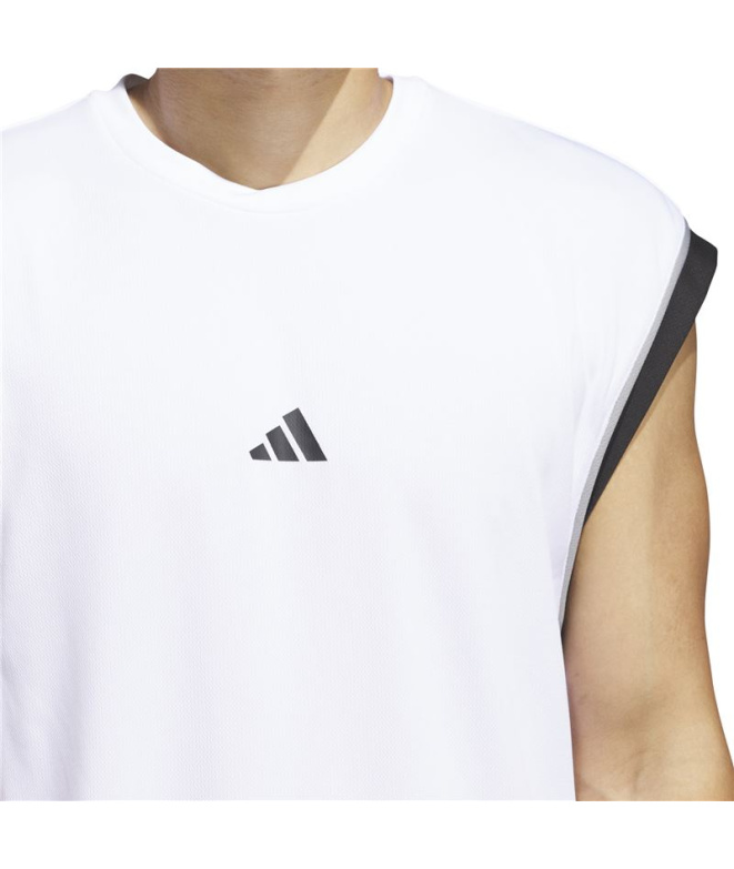 Camiseta Basquetebol Homem adidas Bos branca/preta