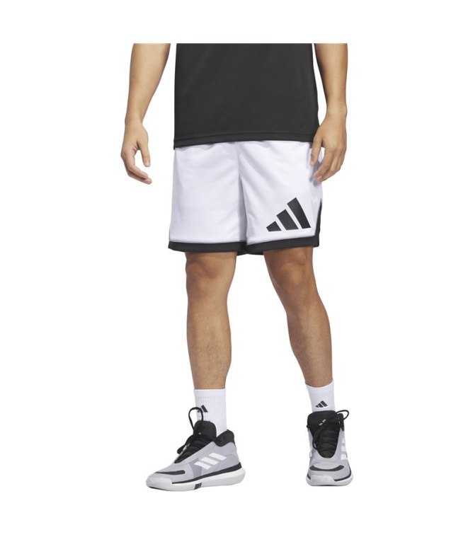 Calça Basquetebol Homem adidas Bos branca/preta