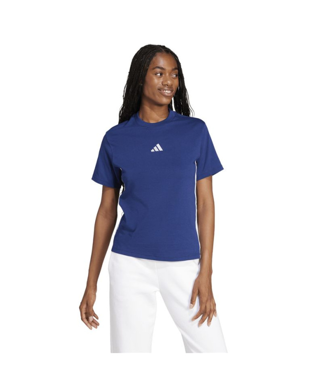 T-shirt Femme adidas 3 bandes Sj bleu foncé/blanc
