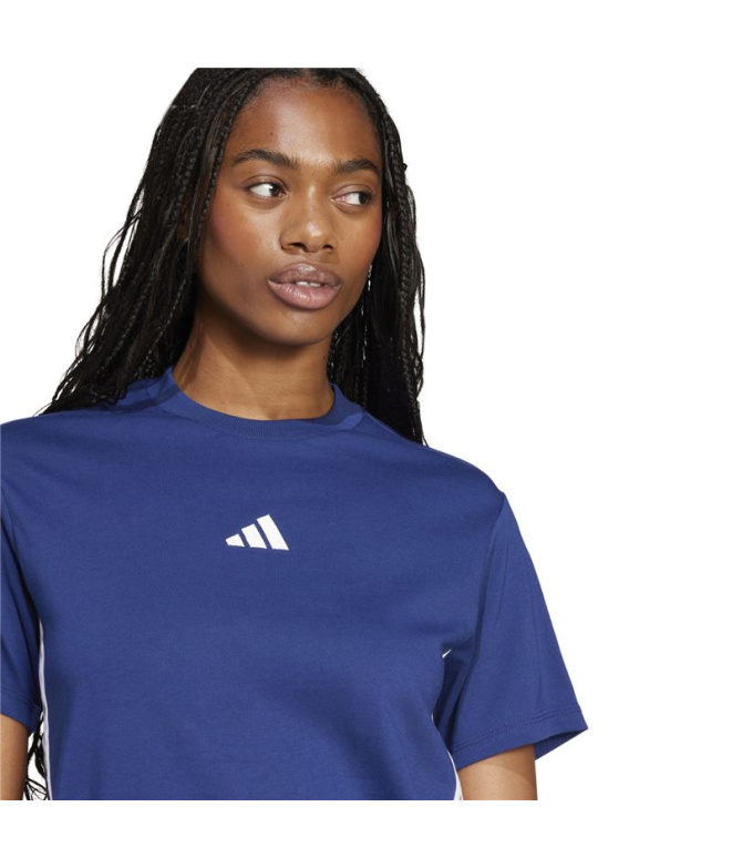 T-shirt Femme adidas 3 bandes Sj bleu foncé/blanc