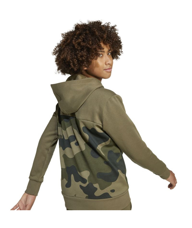 Moletom Infantil adidas Camo FL HD verde escuro