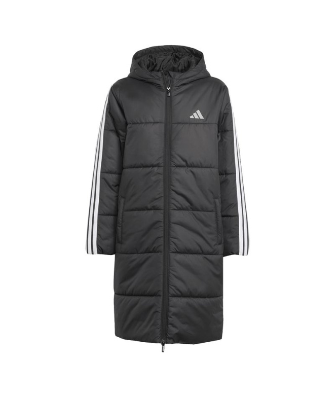 Abrigo adidas Long Coat Infantil Negro / Blanco