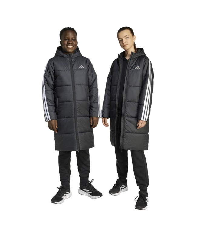 Abrigo adidas Long Coat Infantil Negro / Blanco