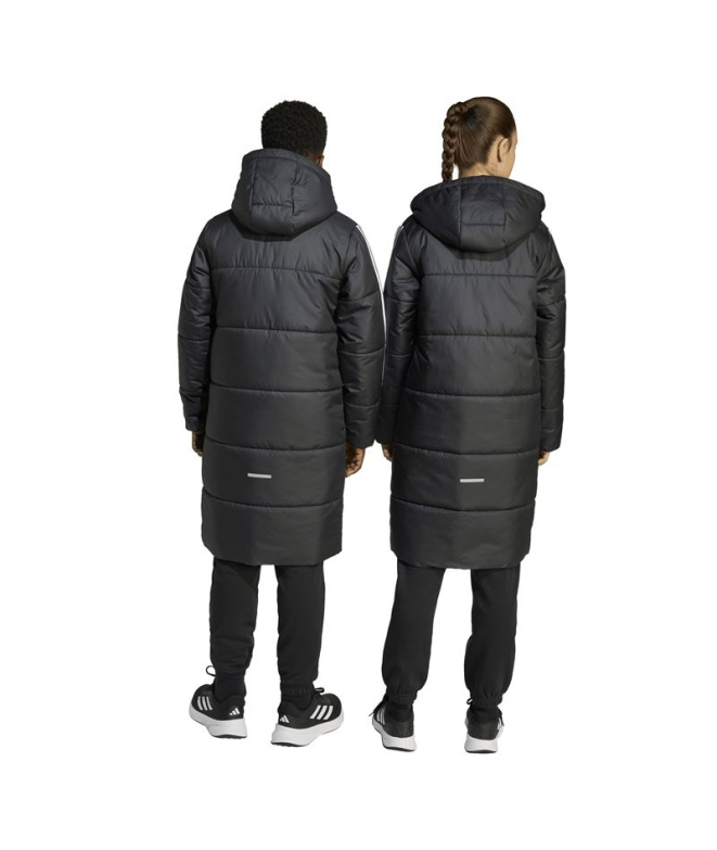 Abrigo adidas Long Coat Infantil Negro / Blanco