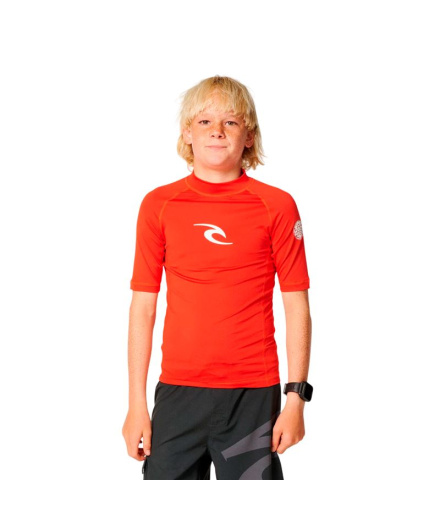Rip Curl Waves Upf S/S Lycra Enfant Rouge Lave