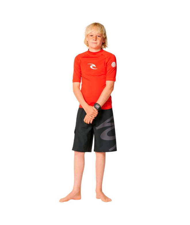 Licra Rip Curl Waves Upf S/S-Boy Niño Lava Rojo