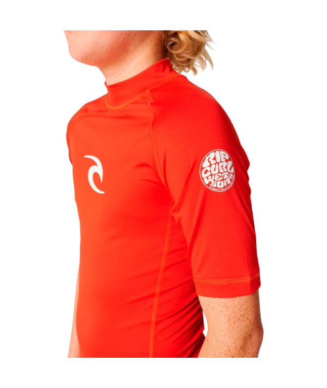 Licra Rip Curl Waves Upf S/S-Boy Niño Lava Rojo
