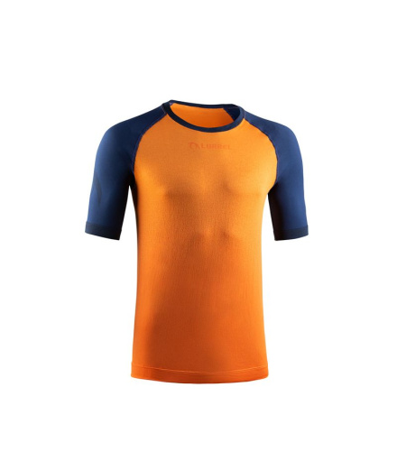 Camiseta de Running Lurbel Samba Hombre Naranja/Azul Marino