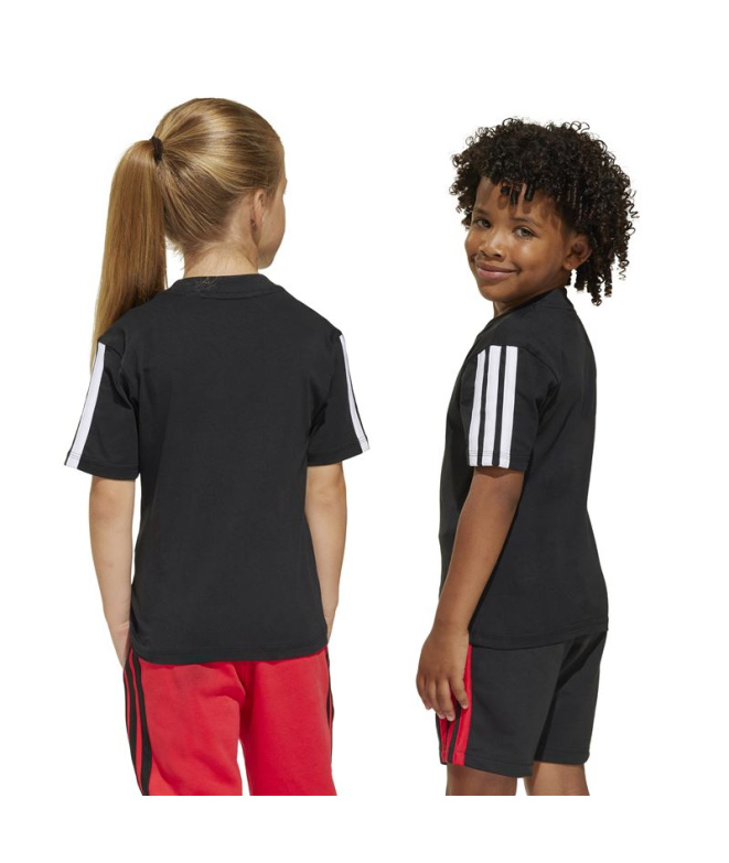 T-shirt adidas LK 3 bandes 160 Enfant noir/blanc