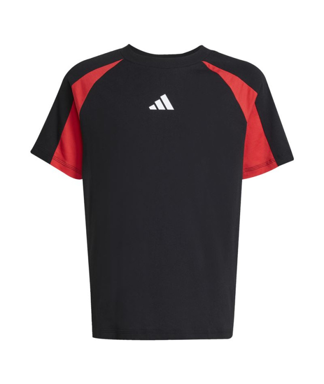 Camiseta adidas Cb Infantil Negro / Rojo / Blanco