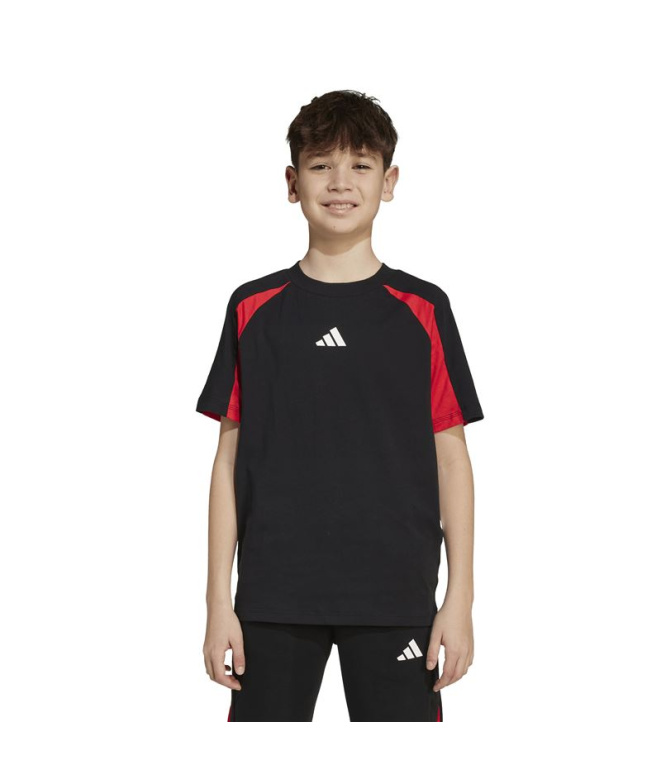 Camiseta adidas Cb Infantil Negro / Rojo / Blanco